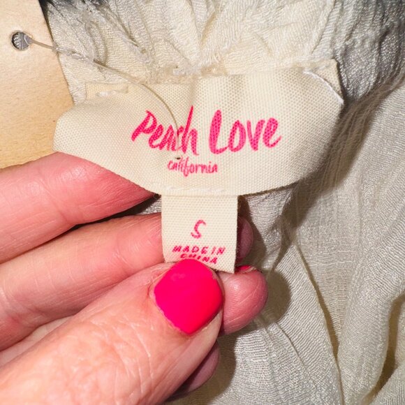 NWT Peach Love S/M Ivory Plunge Drawstring Backless Ruffled Cover Up Dress Maxi - Picture 8 of 16